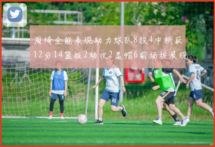 周琦全能表现助力球队8投4中斩获12分14篮板2助攻2盖帽6前场板展现实力